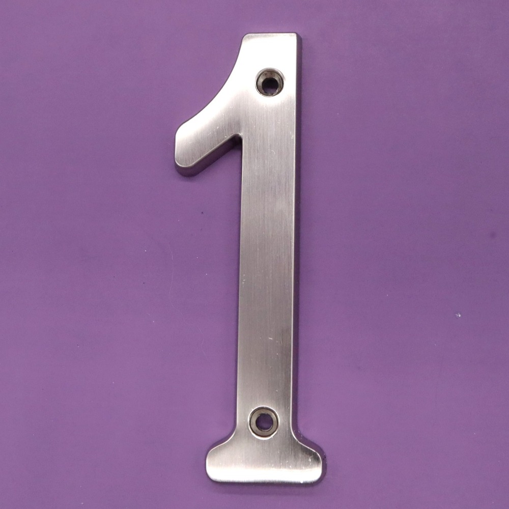 Pamex House Number 1 Unisex 4in Silver New Satin Nickel Metal Address Hardware